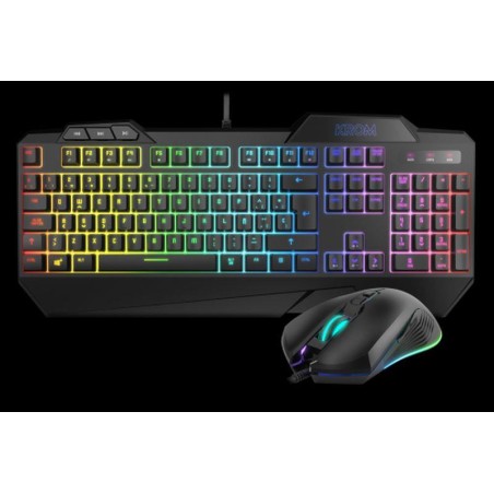 KROM TECLADO RATON KRUSHER PACK GAMING NEGRO SEMI-MECHANICAL RGB COMBO