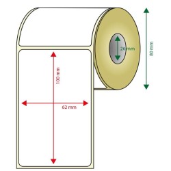 APPROX ROLLO ETIQUETAS ADHESIVAS TERMICAS 62MM X 100MM PACK 6 ROLLOS ANCHO 80mm TAMAÑO ETIQUETA 62x100mm 300u POR ROLLO