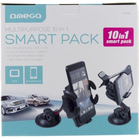 OMEGA SOPORTE PARA TELEFONO/GPS DE COCHE/BICICLETA KIT 10 IN 1