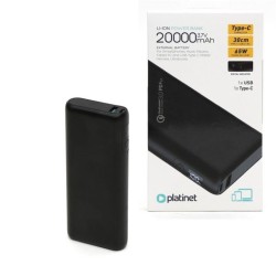 PLATINET POWERBANK 20.000mAh 65W TYPE-C CARGA RAPIDA NEGRO