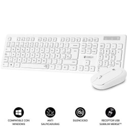 SUBBLIM TECLADO Y RATON COMBO BUSINESS SLIM SILENCIOSO INALAMBRICO CSSW11/ BLANCO