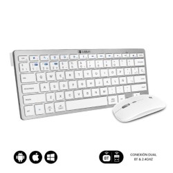 SUBBLIM TECLADO EXTENDIDO CON RATON INALAMBRICO BLUETOOTH COMPACTO PLATEADO/BLANCO