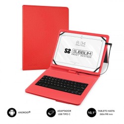 SUBBLIM FUNDA CON TECLADO KEYTAB PRO MICRO USB - USB C RED