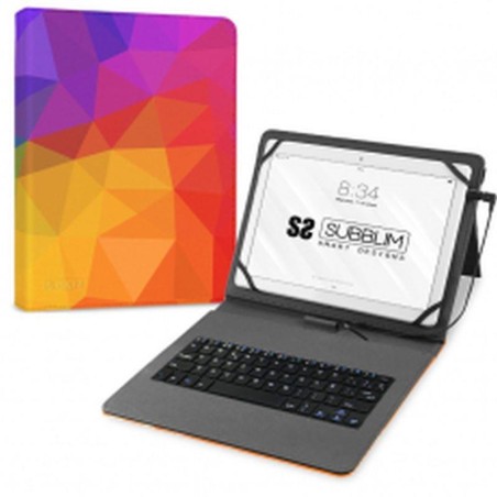 SUBBLIM FUNDA CON TECLADO KEYTAB PRO MICRO USB - USB C TRIANGULOS 11