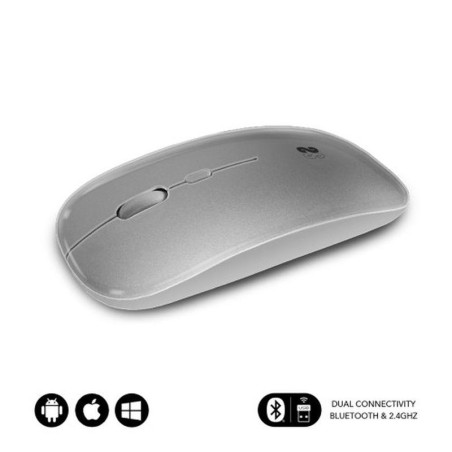 SUBBLIM RATON OPTICO WIRELESS DUAL FLAT MOUSE RECARGABLE SILVER