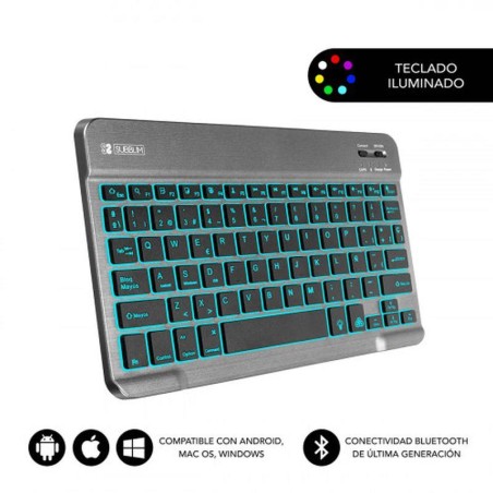 SUBBLIM TECLADO BLUETOOTH SMBL31 ILUMINADO GRIS