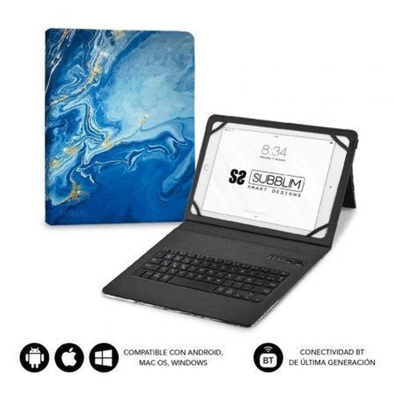 SUBBLIM FUNDA CON TECLADO KEYTAB PRO BT PARA TABLET DE 9- 11 MARMOL AZUL