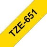 BROTHER CINTA LAMINADA TZE651 24MM TEXTO NEGRO SOBRE FONDO AMARILLO ANCHO 24MM LOGITUD 8M