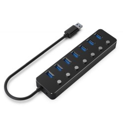 GEMBIRD HUB USB 3.1 7 PUERTOS CON INTERRUPTOR NEGRO