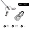 SUBBLIM CARGADOR DE COCHE SUB-CHG-4CC002/ 2XUSB + CABLE USB 3 EN 1/ 12W/ PLATA