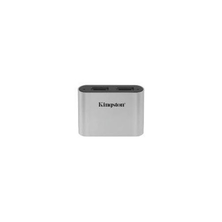 KINGSTON LECTOR DE TARJETA MICROSD WORKFLOW TYPE-C NEGRO PLATA KINGSTON USB3.2 GEN1 WORKFLOW DUAL-SLOT MICROSDHC/SDXC UHS-II CAR