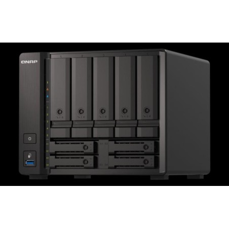 QNAP NAS DE 9 BAHIAS Y 8GB RAM TS-H973AX-8G Mejore la productividad de su empresa utilizando el NAS QuTS hero de 9 bahías y cuat