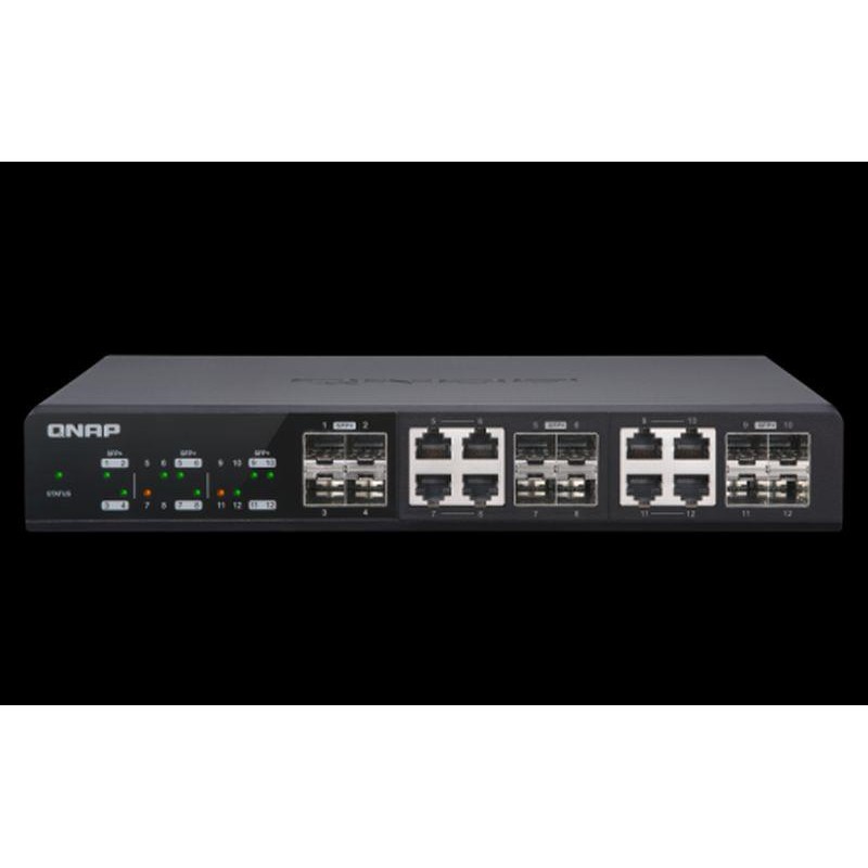 QNAP SWITCH GESTIONADO 4 PUERTOS SFP+ 10GbE Y 8 PUERTOS COMBINADOS SFP+/RJ45 10GbE Actualice su red con un switch gestionable de