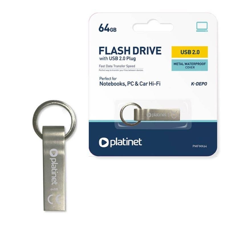 PLATINET PENDRIVE 64GB USB 2.0 PMFMK64 AGUA METAL DURO