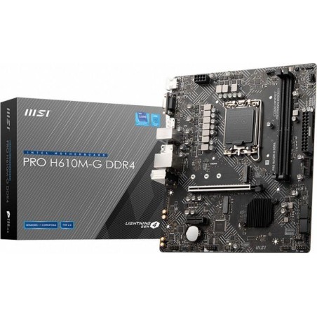 MSI PLACA BASE PRO H610M-G WIFI DDR4 LGA1700 MICRO ATX 2DDR4,64GB,VGA+HDMI+DP,GBLAN,4SATA3+M.2,4USB3.2,MATX