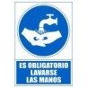 ARCHIVO 2000 SEÑAL OBLIGATORIO LAVARSE LAS MANOS 210X297 PVC AZUL Y BLANCO