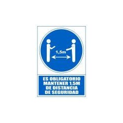 ARCHIVO 2000 SEÑAL OBLIGATORIO MANTENER LA DISTANCIA DE SEGURIDAD 1,5M 210X297 PVC AZUL Y BLANCO