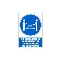 ARCHIVO 2000 SEÑAL OBLIGATORIO MANTENER LA DISTANCIA DE SEGURIDAD 2M 210X297 PVC AZUL Y BLANCO