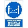 ARCHIVO 2000 SEÑAL OBLIGATORIO MANTENER LA DISTANCIA DE SEGURIDAD 2M 210X297 PVC AZUL Y BLANCO