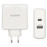 AISENS CARGADOR PARED 57W BLANCO 1xUSB-C PD3.0 45W, 1xUSB-A 5V/2.4A 12W