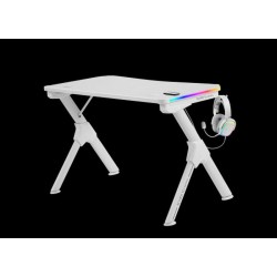 MARS GAMING MESA GAMING MGDRGBW BLANCA RGB CHASIS DE ACERO TABLERO CON DISEÑO DE FIBRA DE CARBONO CON GUIAS Y SOPORTES