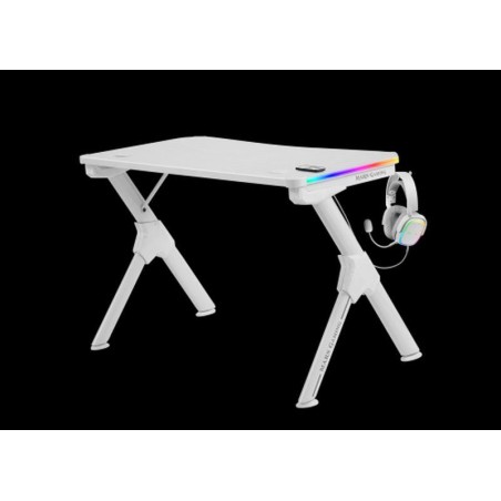 MARS GAMING MESA GAMING MGDRGBW BLANCA RGB CHASIS DE ACERO TABLERO CON DISEÑO DE FIBRA DE CARBONO CON GUIAS Y SOPORTES